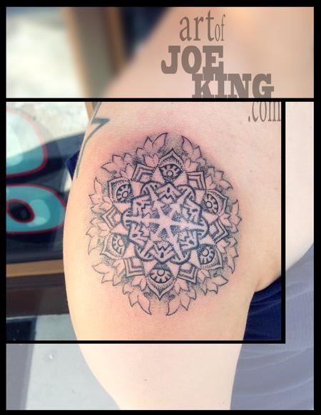 Tattoos - Dot Work Mandala with Leafy Edges - 96253
